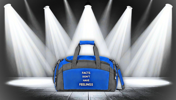 "Facts Don’t Have Feelings" Black Duffle Gym Bag – Motivational Workout Travel Bag