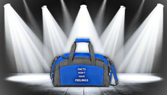 "Facts Don’t Have Feelings" Black Duffle Gym Bag – Motivational Workout Travel Bag