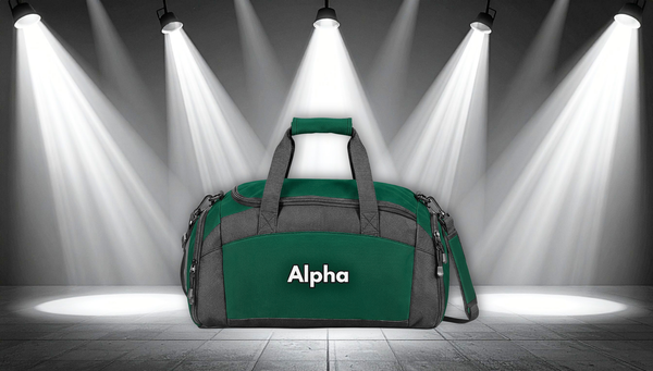 Alpha Embroidered Gym Bag — Durable Sports Duffle with Shoulder Strap