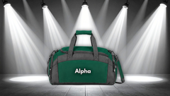 Alpha Embroidered Gym Bag — Durable Sports Duffle with Shoulder Strap