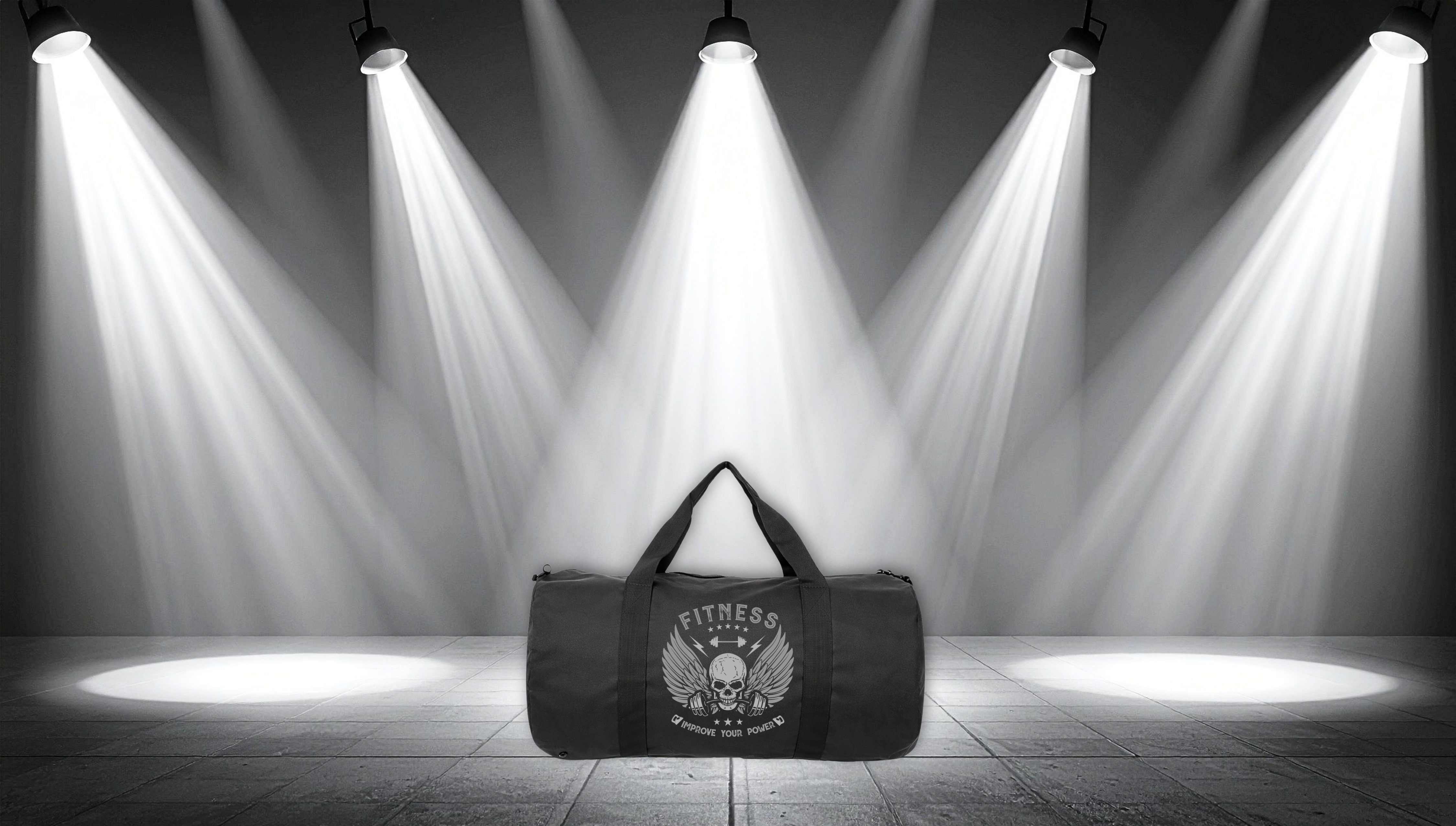 Fitness Skull Duffel Bag — Camo/Checker Gym Travel Bag