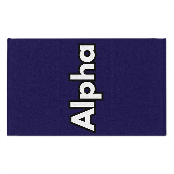 Alpha Rally Towel — 11x18 Spirit Towel with Bold White Logo