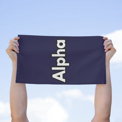 Alpha Rally Towel — 11x18 Spirit Towel with Bold White Logo