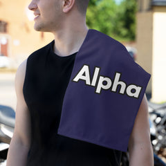 Alpha Rally Towel — 11x18 Spirit Towel with Bold White Logo