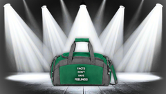"Facts Don’t Have Feelings" Black Duffle Gym Bag – Motivational Workout Travel Bag