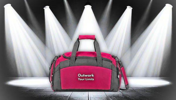 Gym Bag — "Outwork Your Limits" Motivational Duffle for Fitness & Travel